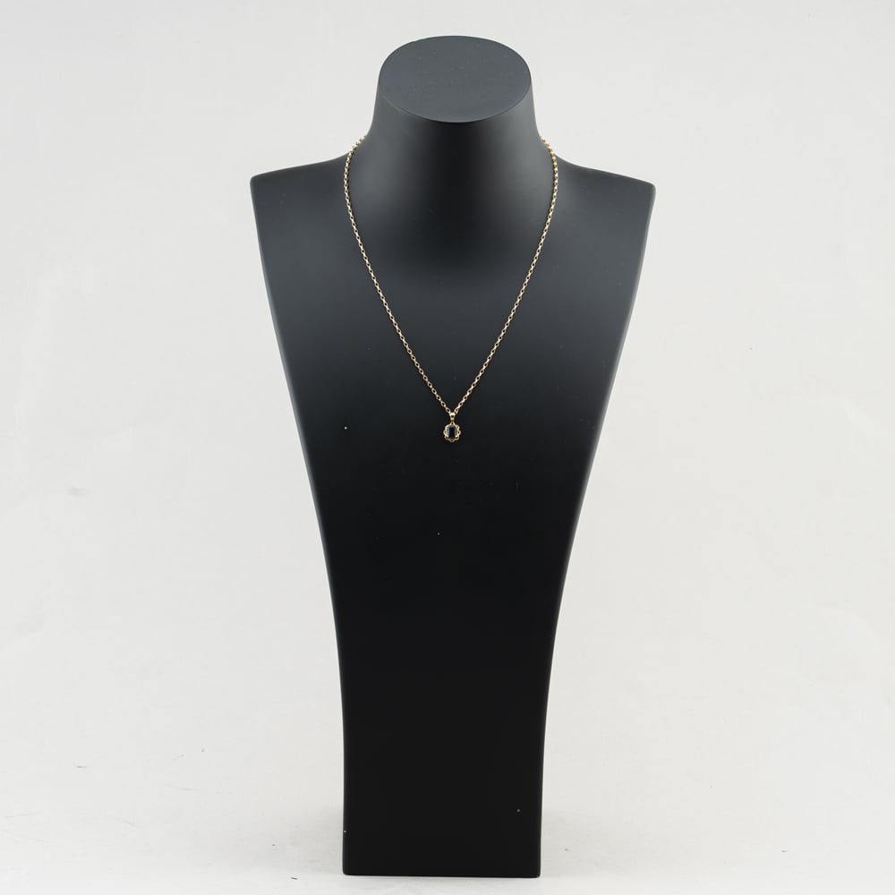 Pre-Owned 9ct Yellow Gold Sapphire Oval Pendant & 18 Inch Belcher Chain 41143626