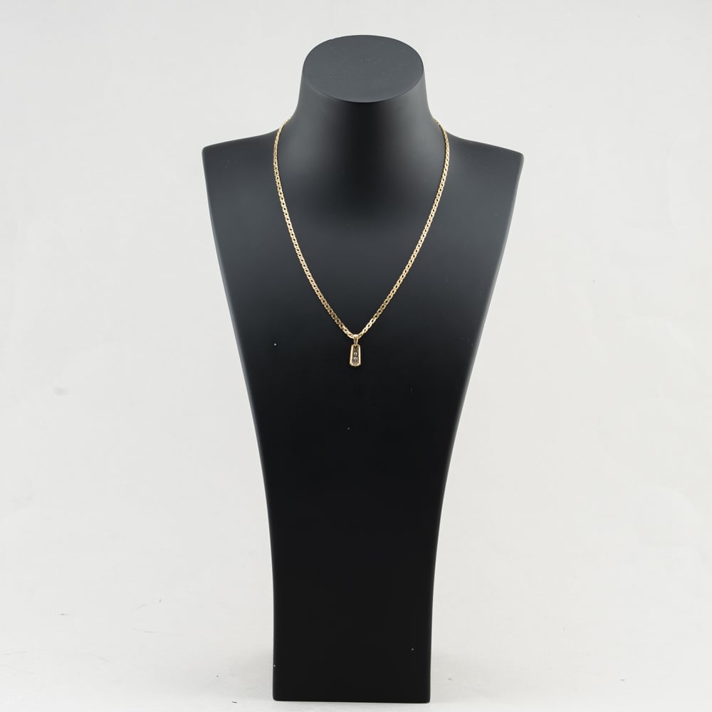 Pre-Owned 9ct Two Colour Gold 0.45ct Brilliant Cut Diamond Four Stone Pendant & 18 Inch Curb Chain 41143637