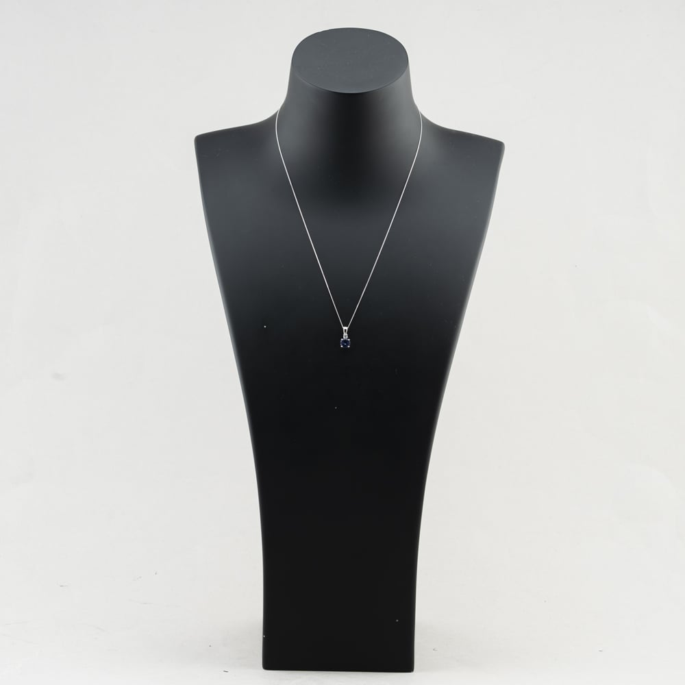 Pre-Owned White Gold Tanzanite & 0.06ct Diamond Pendant & 18 Inch Curb Chain 41143641