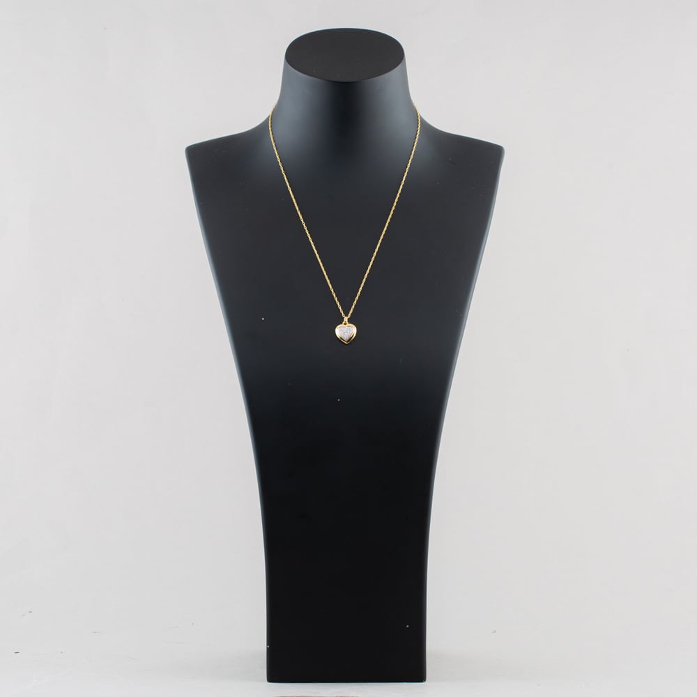 Pre-Owned 9ct Two Colour Gold 0.07ct Diamond Set Heart Pendant & 18 Inch Prince Of Wales Chain 41143668