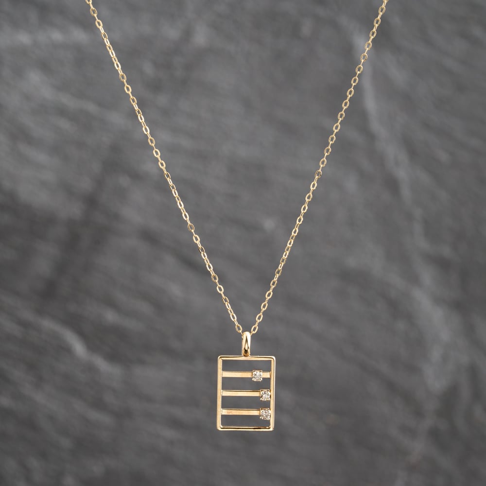 Pre-Owned 9ct Yellow Gold 0.09ct Diamond Set Abacus Pendant &amp; 18 Inch Trace Chain 41143669