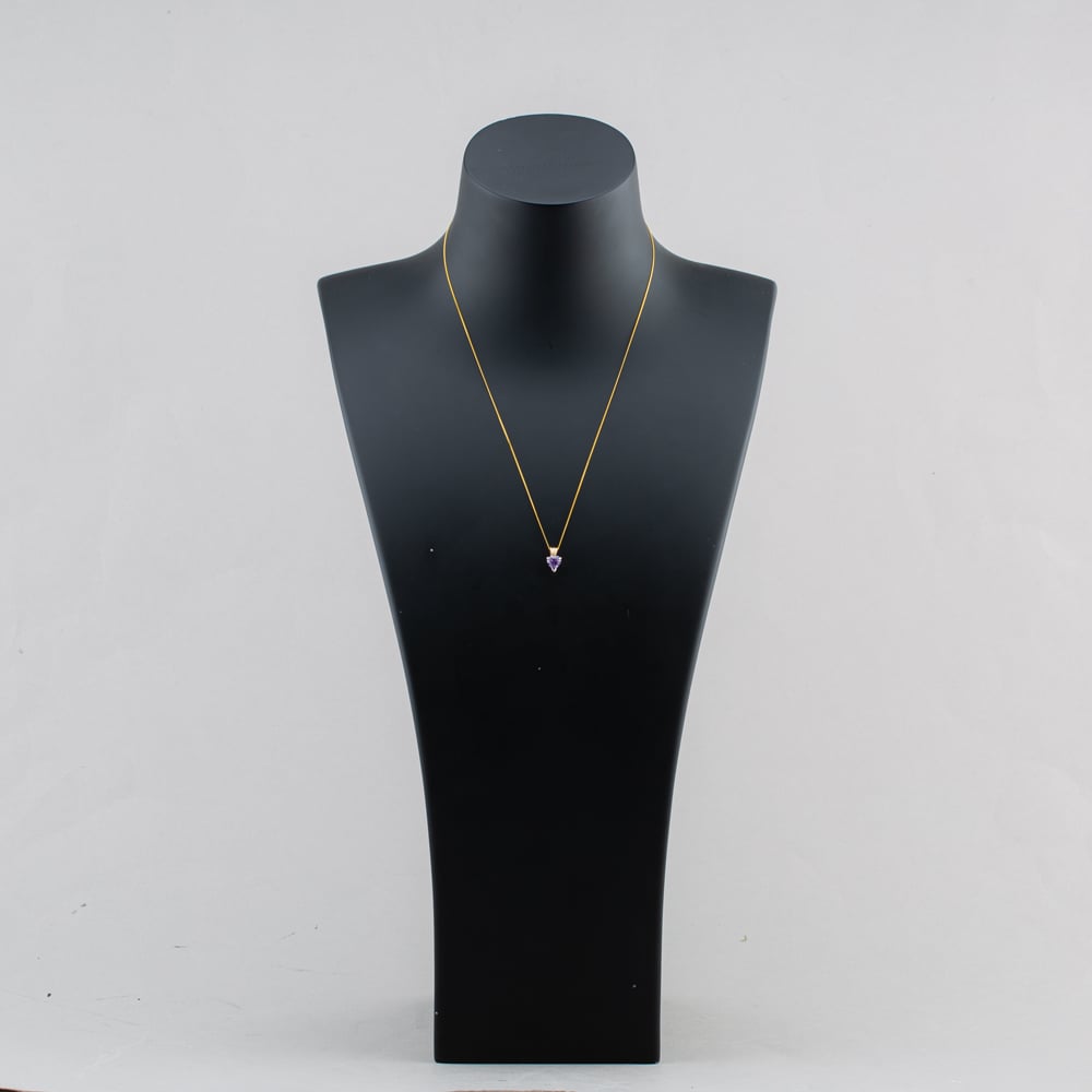 Pre-Owned Two Colour Gold Iolite Heart Pendant & 18 Inch Curb Chain 41143694