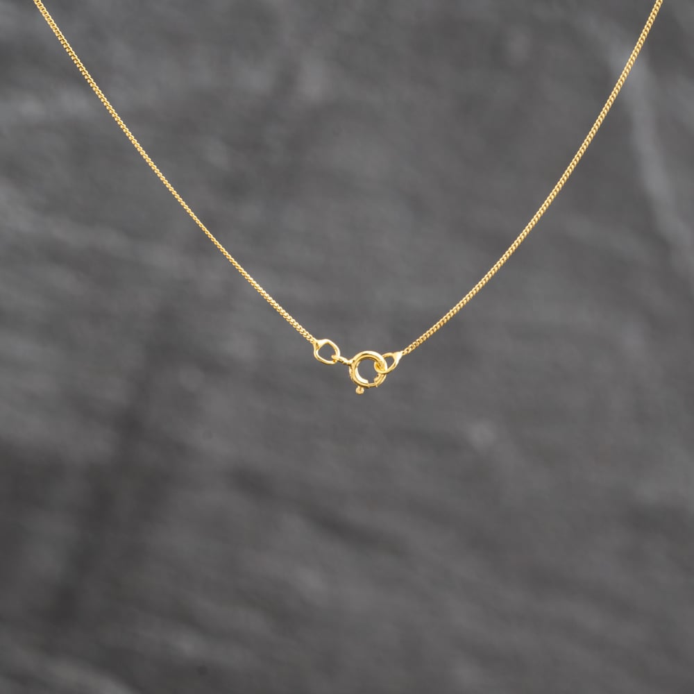 Pre-Owned 9ct Yellow Gold Black Diamond Rubover Set Pendant & 19 Inch Curb Chain 41143716