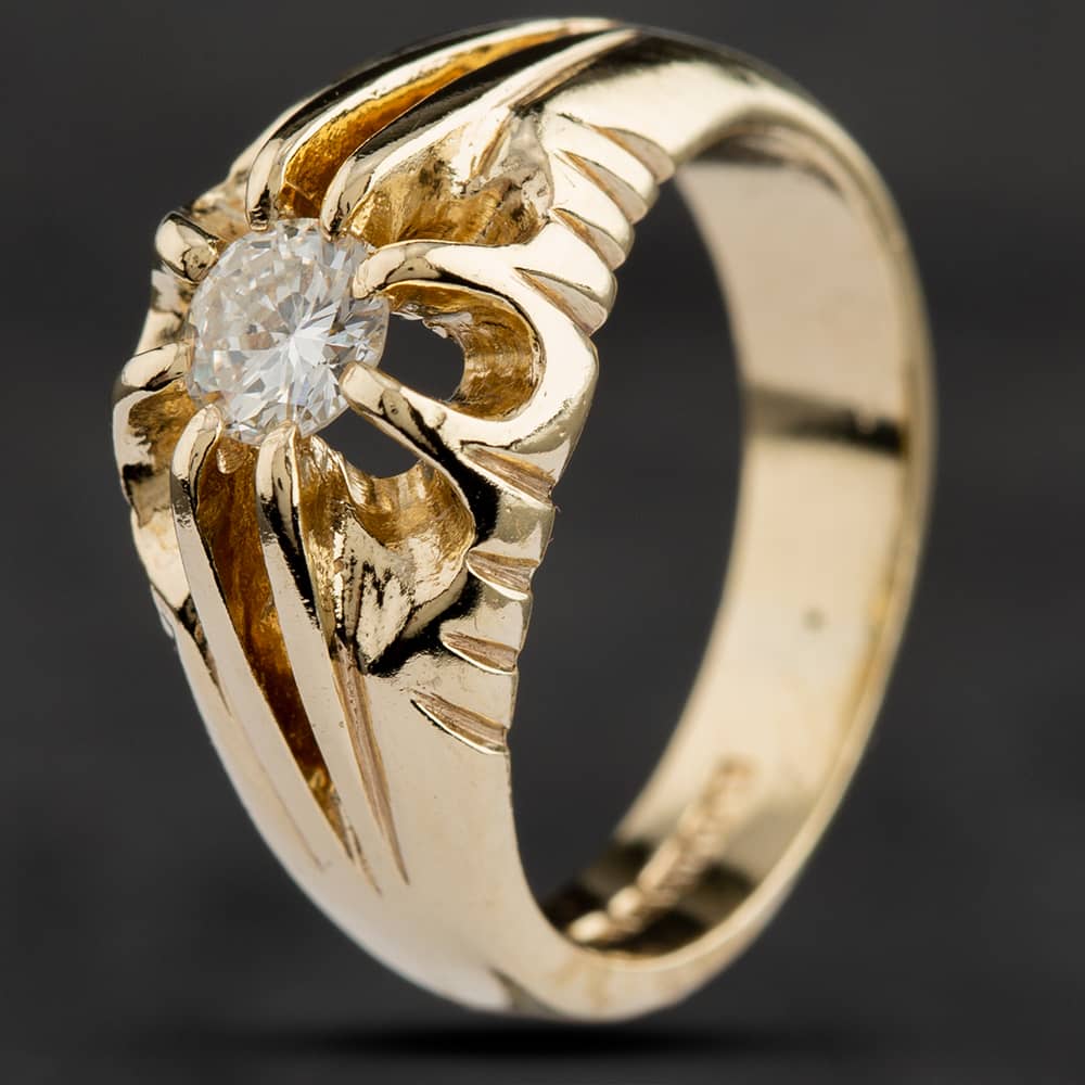 Pre-Owned 9ct Yellow Gold Diamond Signet Ring 4115085