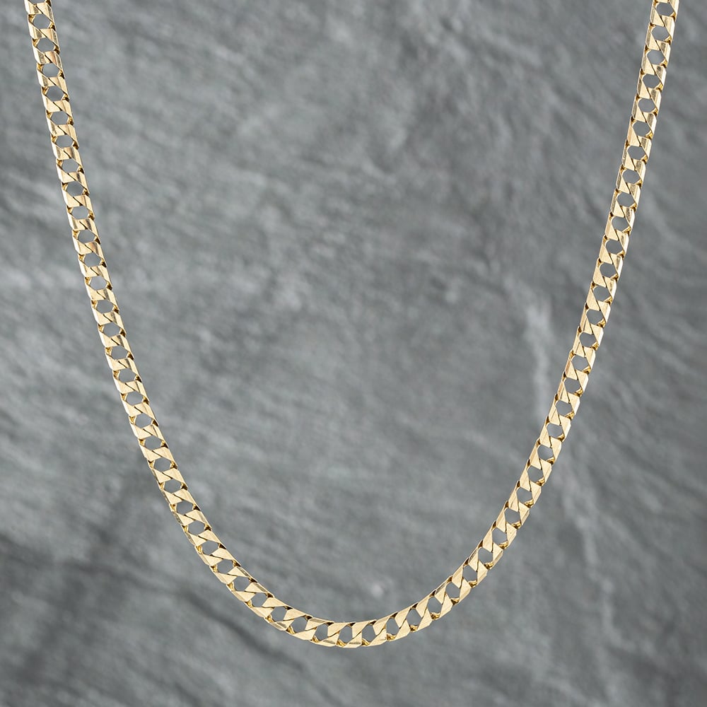Product photograph of Pre-owned 9ct Yellow Gold Square 16 Inch Curb Chain 41161557 from The Jewel Hut