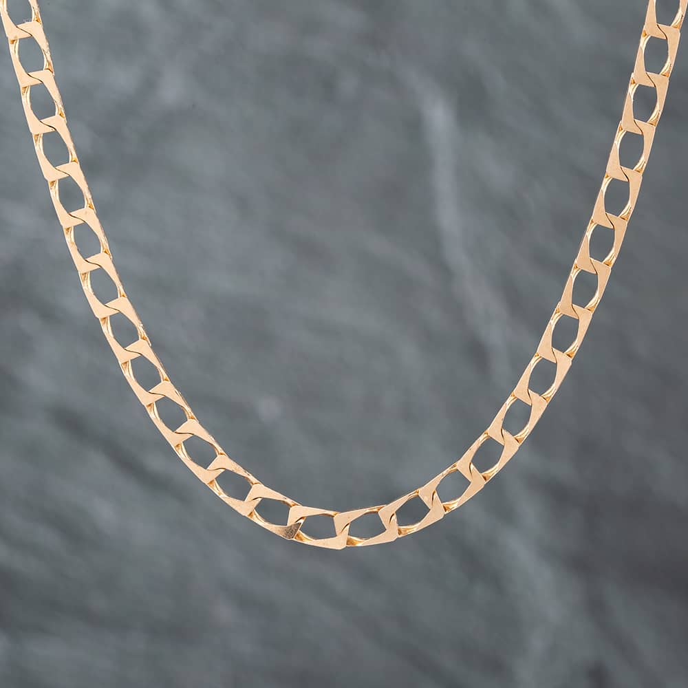 Product photograph of Pre-owned 9ct Yellow Gold Open Square Link 20 Inch Curb Chain 41161636 from The Jewel Hut