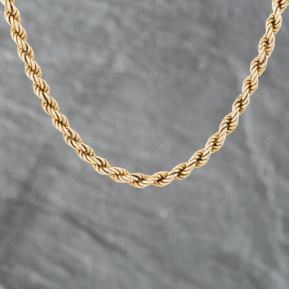 Product photograph of Pre-owned 9ct Yellow Gold 16 Inch Rope Chain 41161732 from The Jewel Hut
