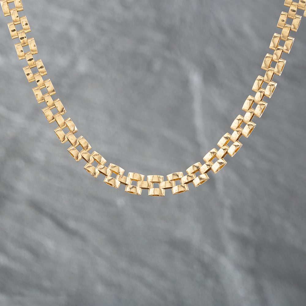 Product photograph of Pre-owned 9ct Yellow Gold 3 Row 16 Inch Collarette Bar Chain 41161734 from The Jewel Hut