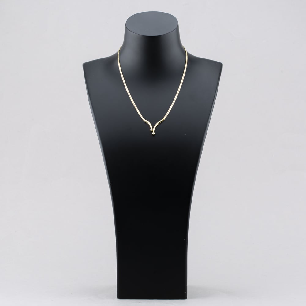Pre-Owned 9ct Yellow Gold 0.08ct Brilliant Cut Diamond Set 16 Inch Necklace 41161866