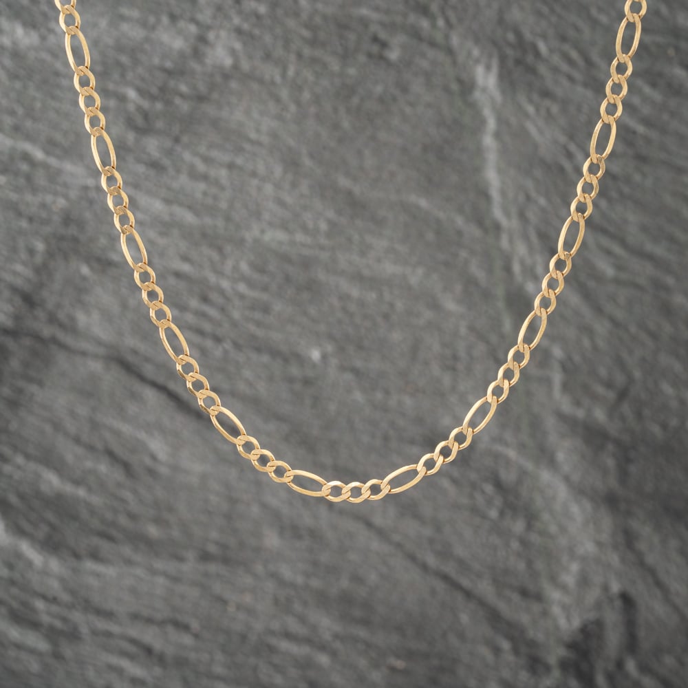 Pre-Owned 9ct Yellow Gold 3+1 Link 18 Inch Figaro Necklace 41162186