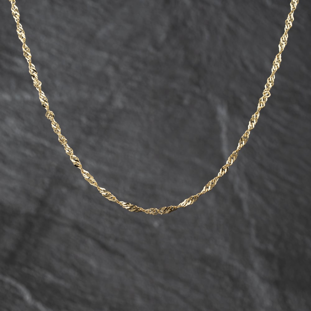 Pre-Owned 9ct Yellow Gold Twisted 18 Inch Curb Chain 41162427