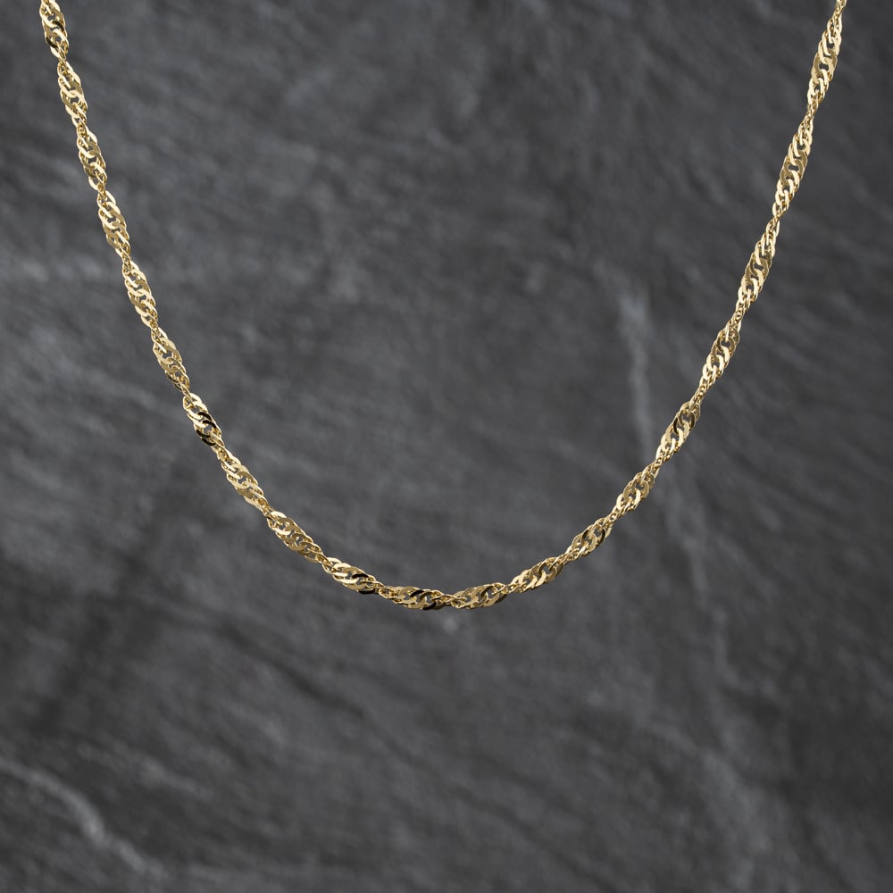 Pre-Owned 9ct Yellow Gold Twisted 18 Inch Curb Chain 41162429