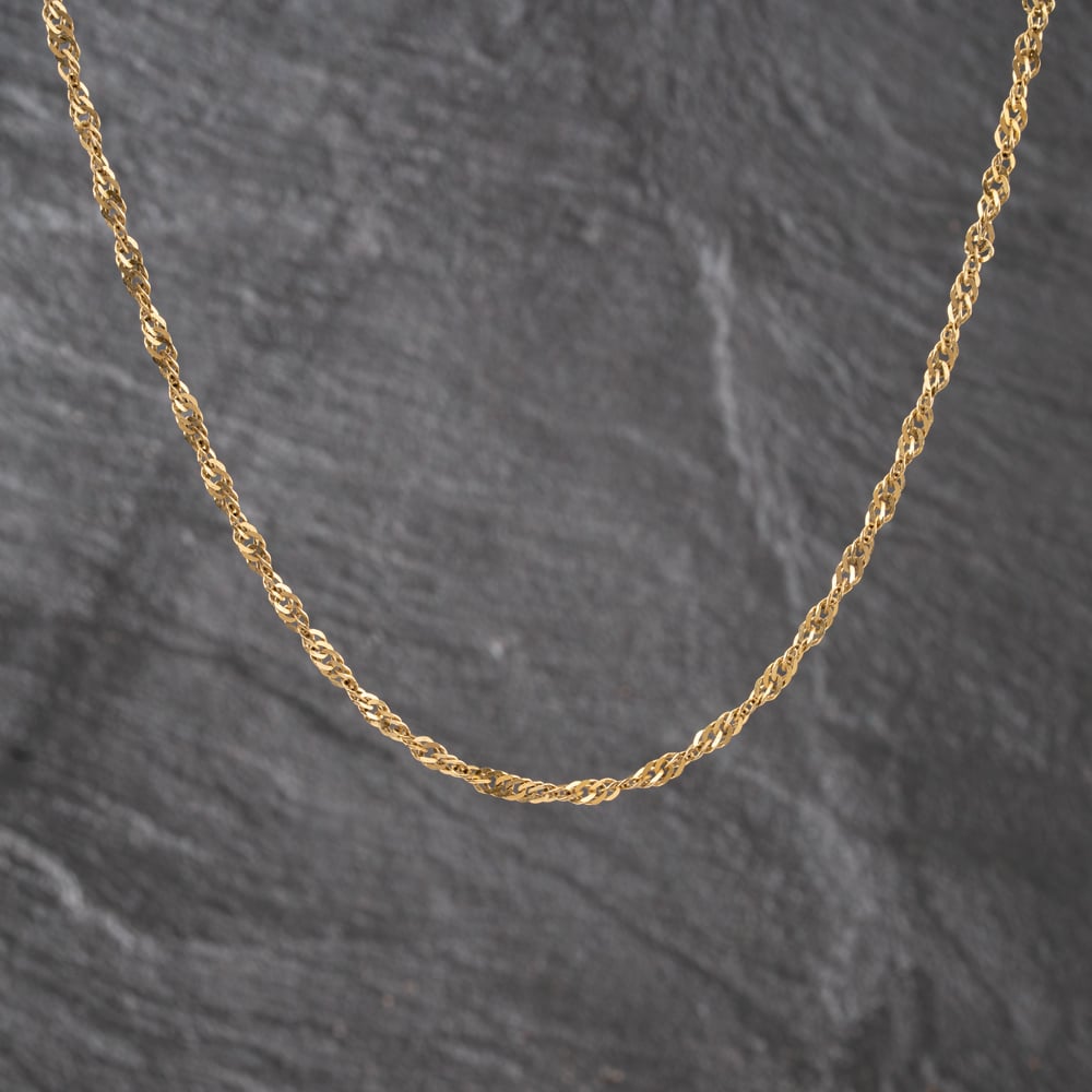Pre-Owned 9ct Yellow Gold Twisted 18 Inch Curb Chain 41162467