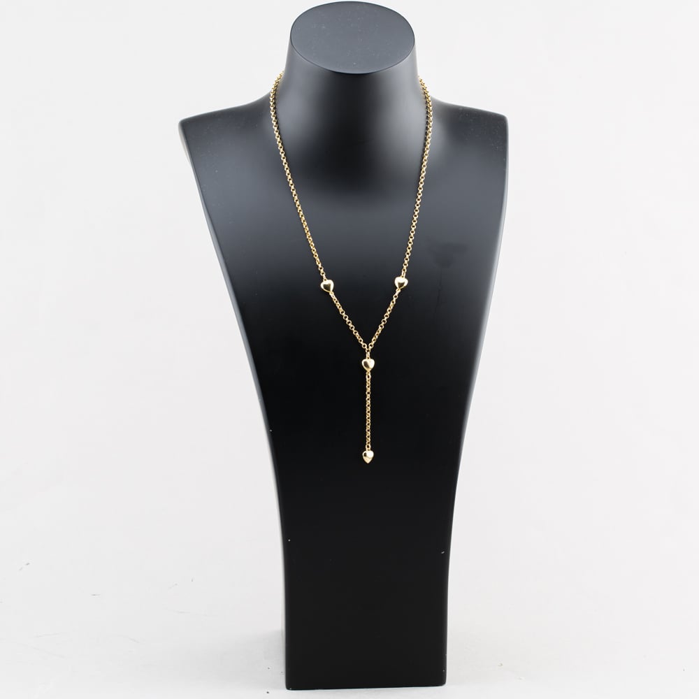 Pre-Owned 9ct Yellow Gold Heart Drop 19 Inch Belcher Chain 41162482