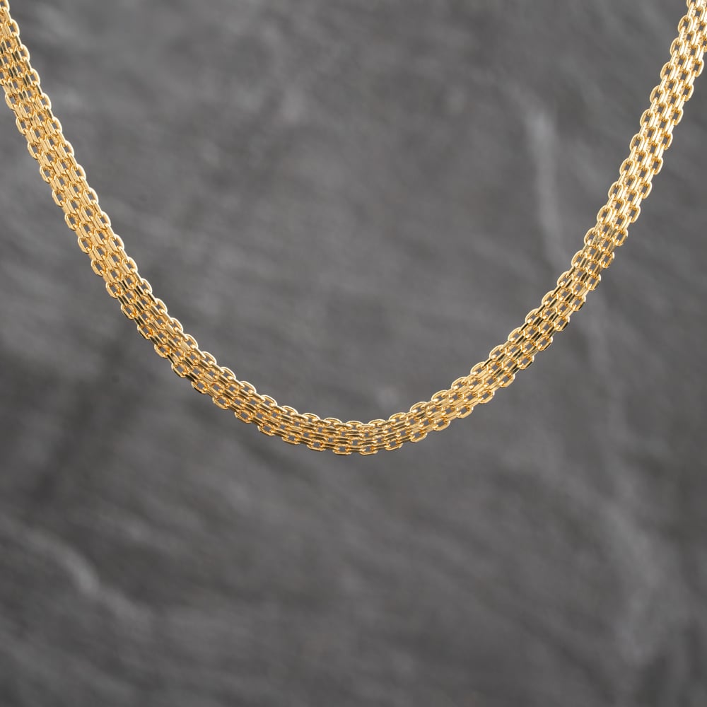 Pre-Owned 9ct Yellow Gold 17 Inch Necklet Brick Pattern Chain 41162501