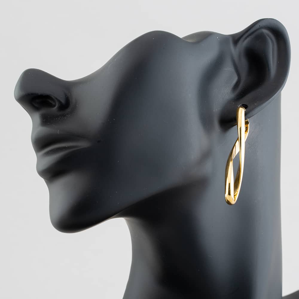 Pre-Owned 9ct Yellow Gold 14mm Oblong Twist Hoop Earrings 41171533