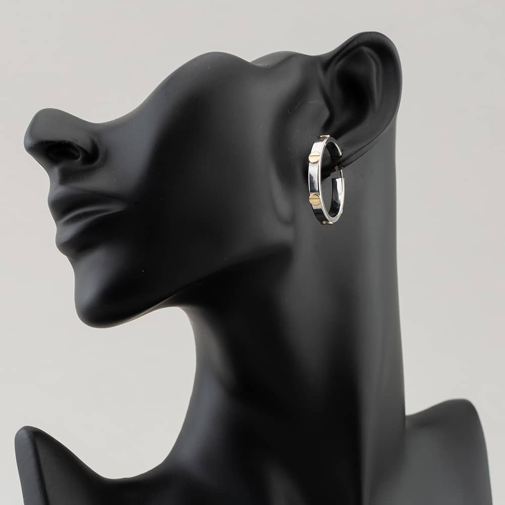 Pre-Owned 9ct Two Colour Gold 30mm Screw Head Hoop Earrings 41171943