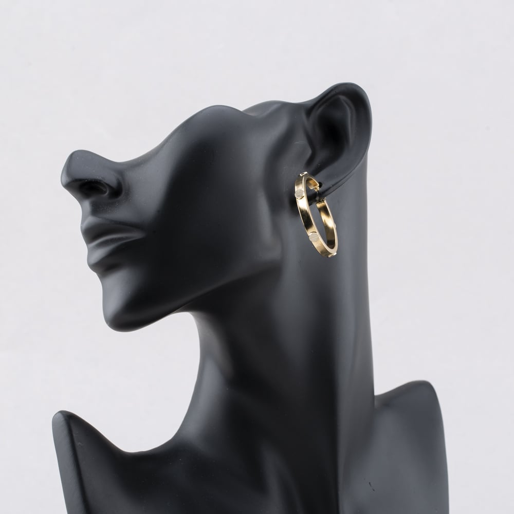 Pre-Owned 9ct Yellow Gold 35mm Screw Head Hoop Earrings 41172834