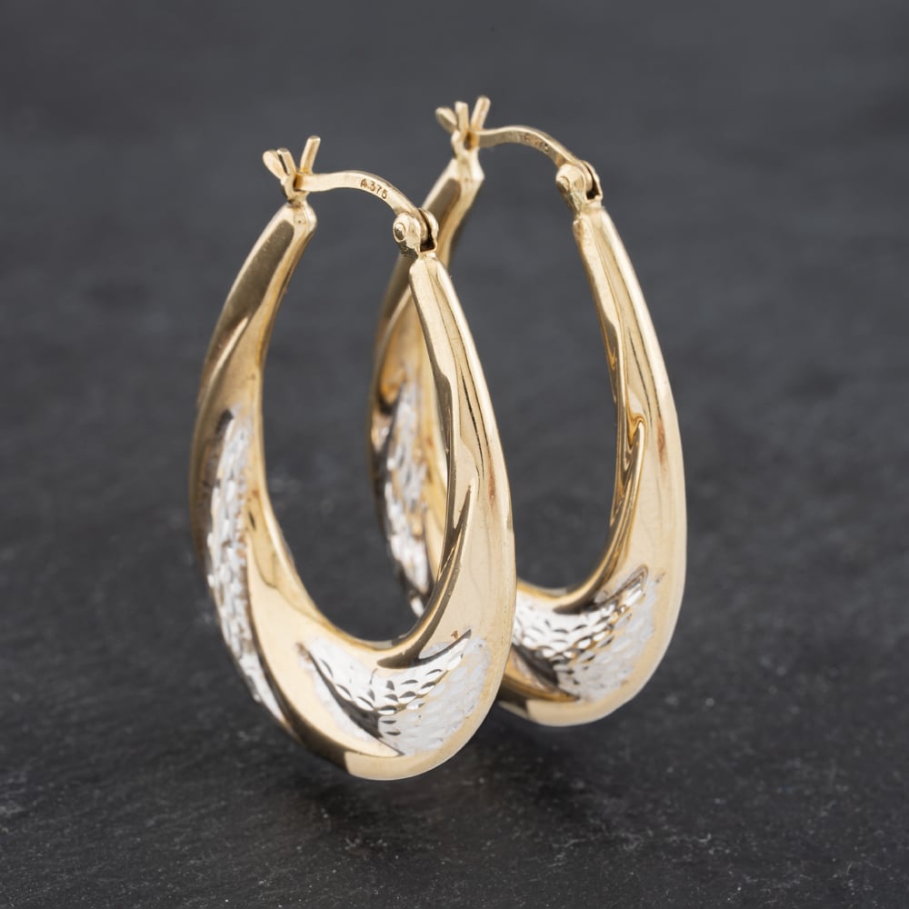 Click to view product details and reviews for Pre Owned Two Colour Gold Large Oval Creole Earrings 41172886.