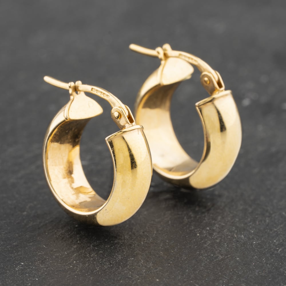 Pre-Owned 9ct Yellow Gold 15mm Plain Chunky Hoop Earrings 41173023