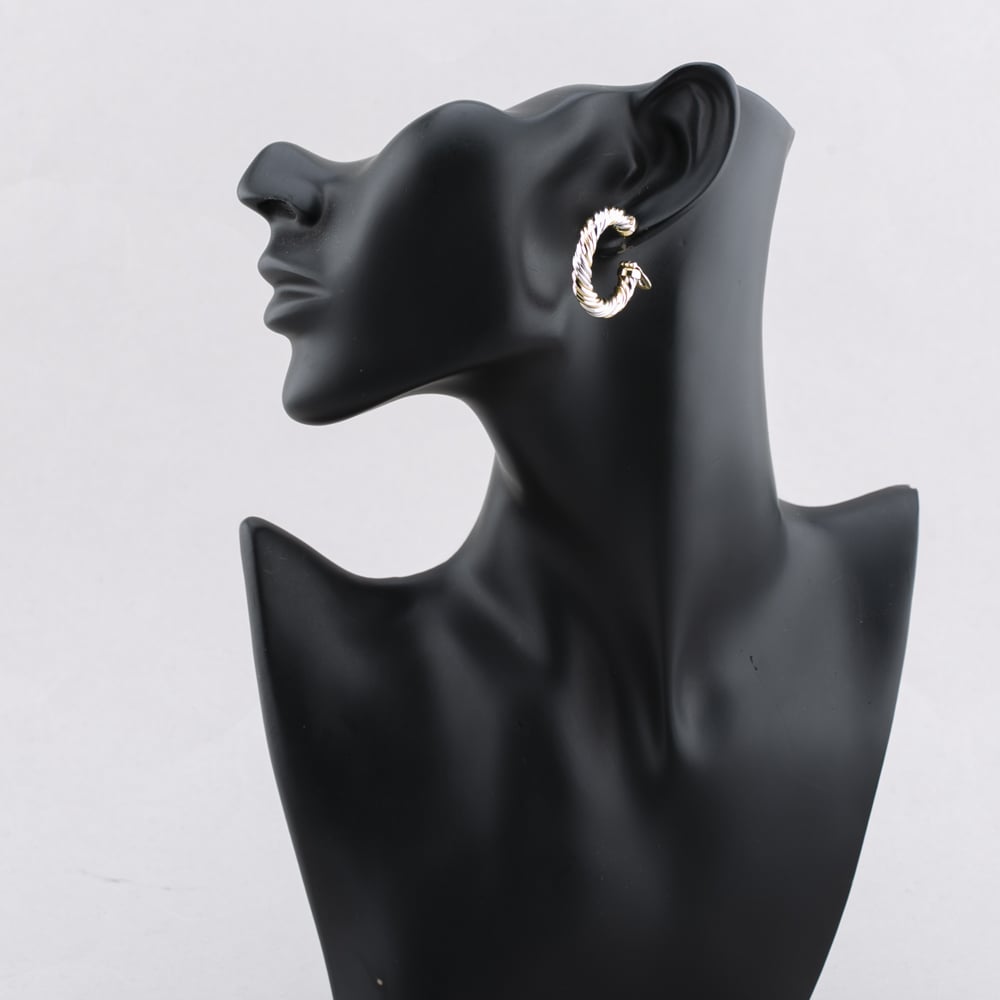 Pre-Owned 9ct Two Colour Gold 28mm Twist Hoop Earrings 41173165