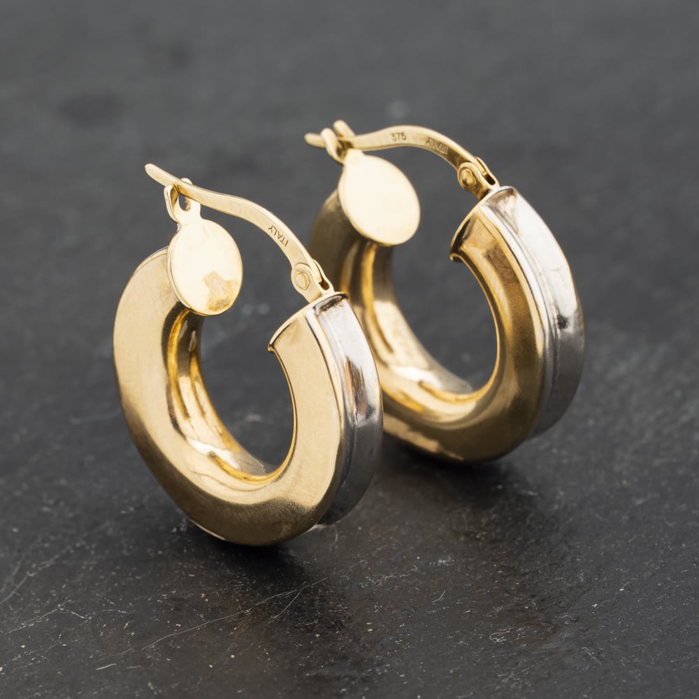 Click to view product details and reviews for Pre Owned 9ct Two Colour Gold 215mm Chunky Hoop Earrings 41173183.