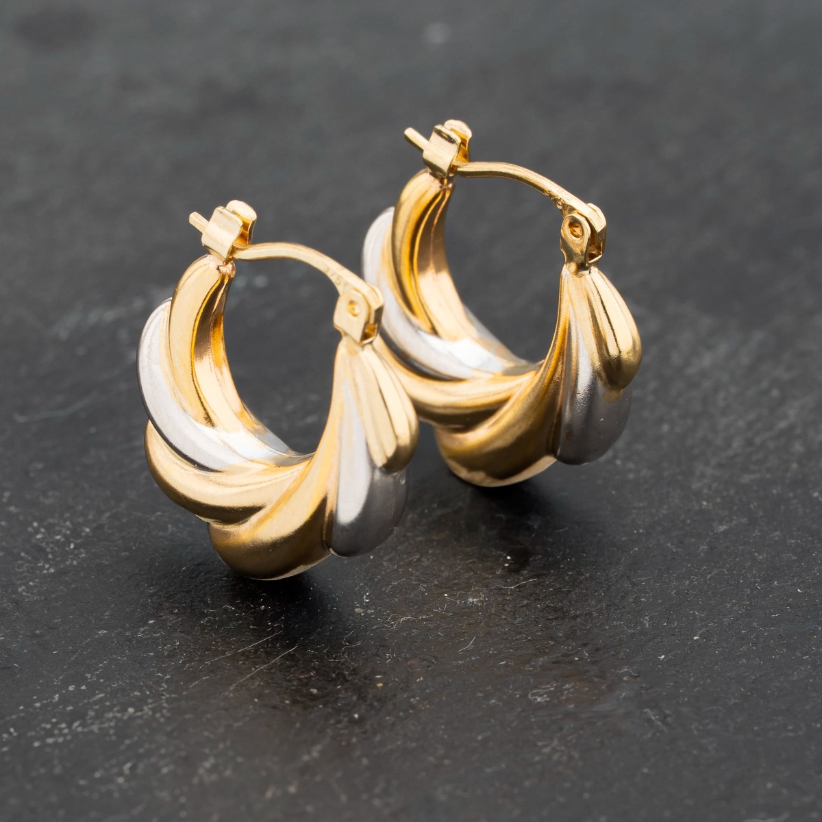 Click to view product details and reviews for Pre Owned Two Colour Gold 18mm Patterned Creole Earrings 41173211.