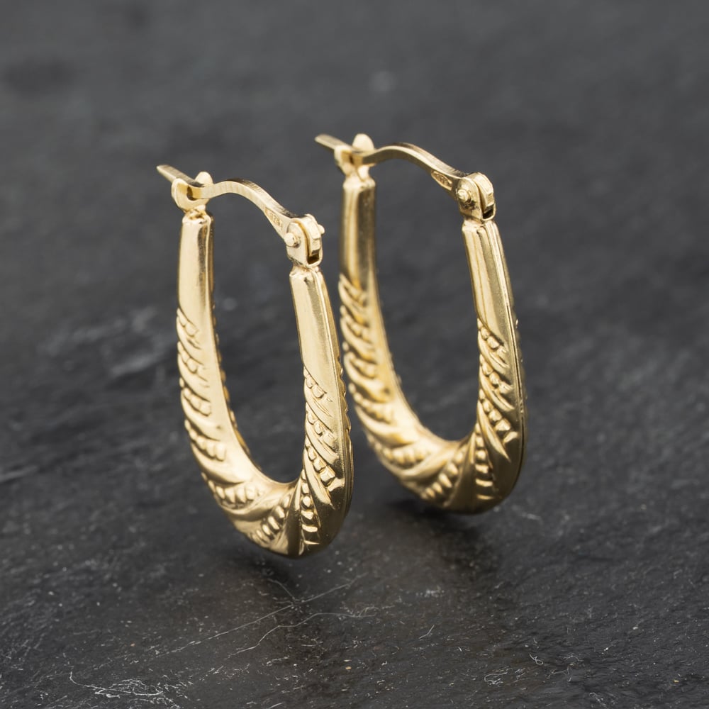 Click to view product details and reviews for Pre Owned Yellow Gold 216mm Patterned Creole Earrings 41173255.