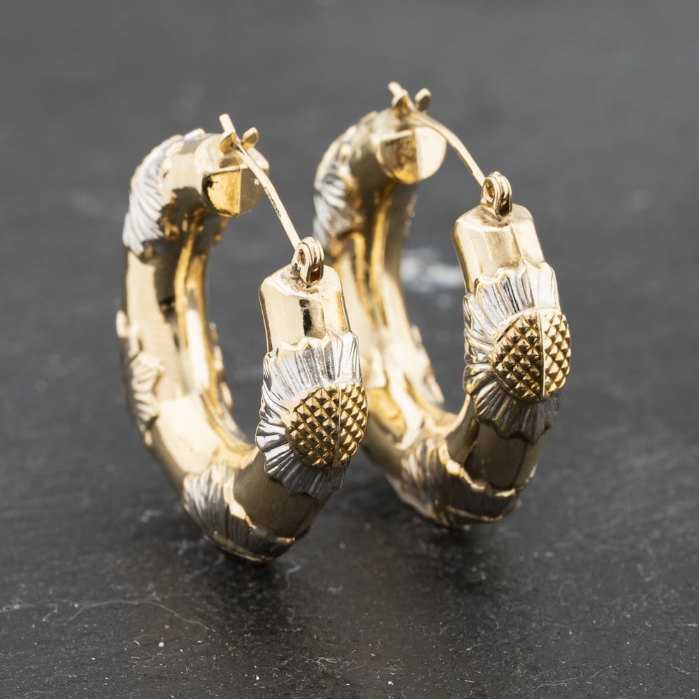 Click to view product details and reviews for Pre Owned 9ct Two Colour Gold 26mm Daisy Hoop Earrings 41173361.