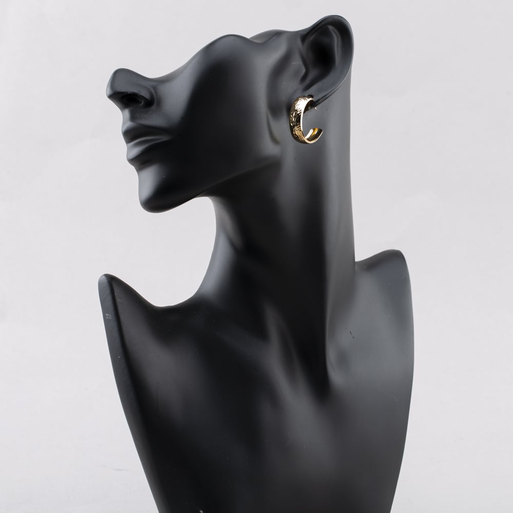 Pre-Owned Yellow Gold Diamond Cut Spray Pattern Hoop Earrings 41173395