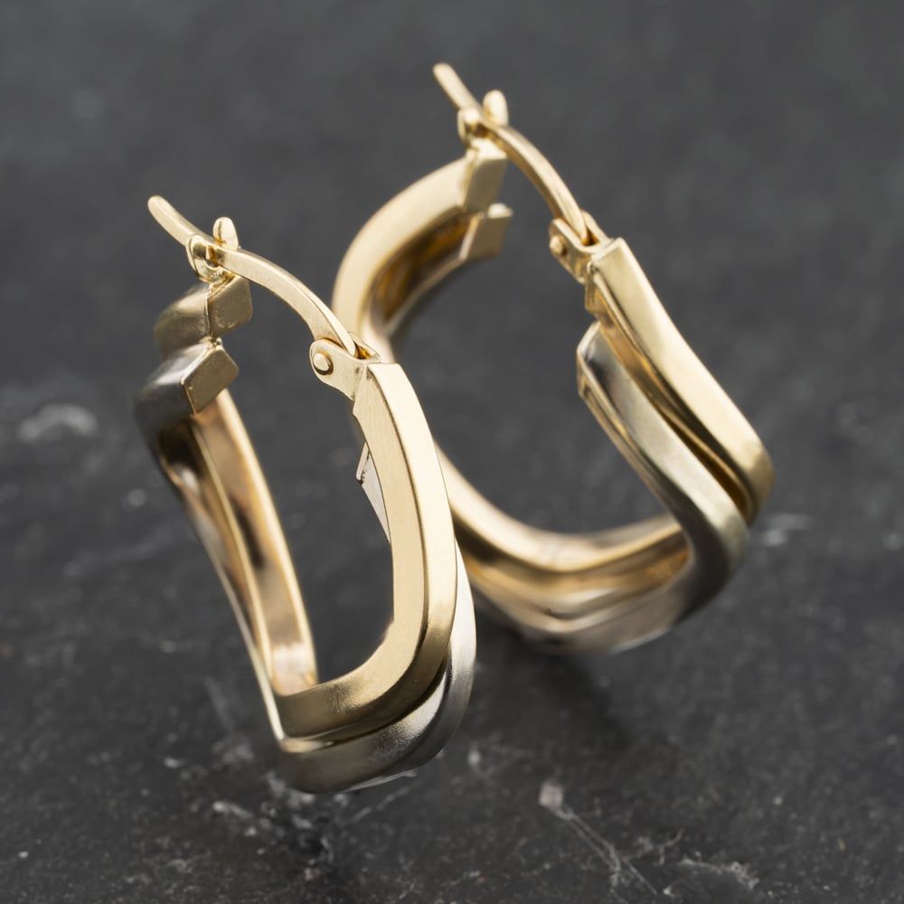 Click to view product details and reviews for Pre Owned 9ct Two Colour Gold 24mm Crossover Double Creole Earrings 41173418.