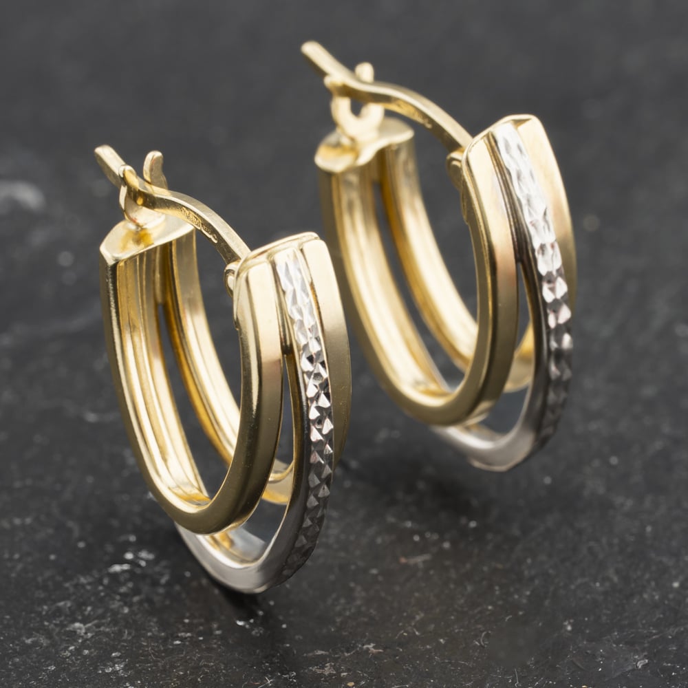 Click to view product details and reviews for Pre Owned 9ct Two Colour Gold 167mm Double Oval Creole Earrings 41173444.