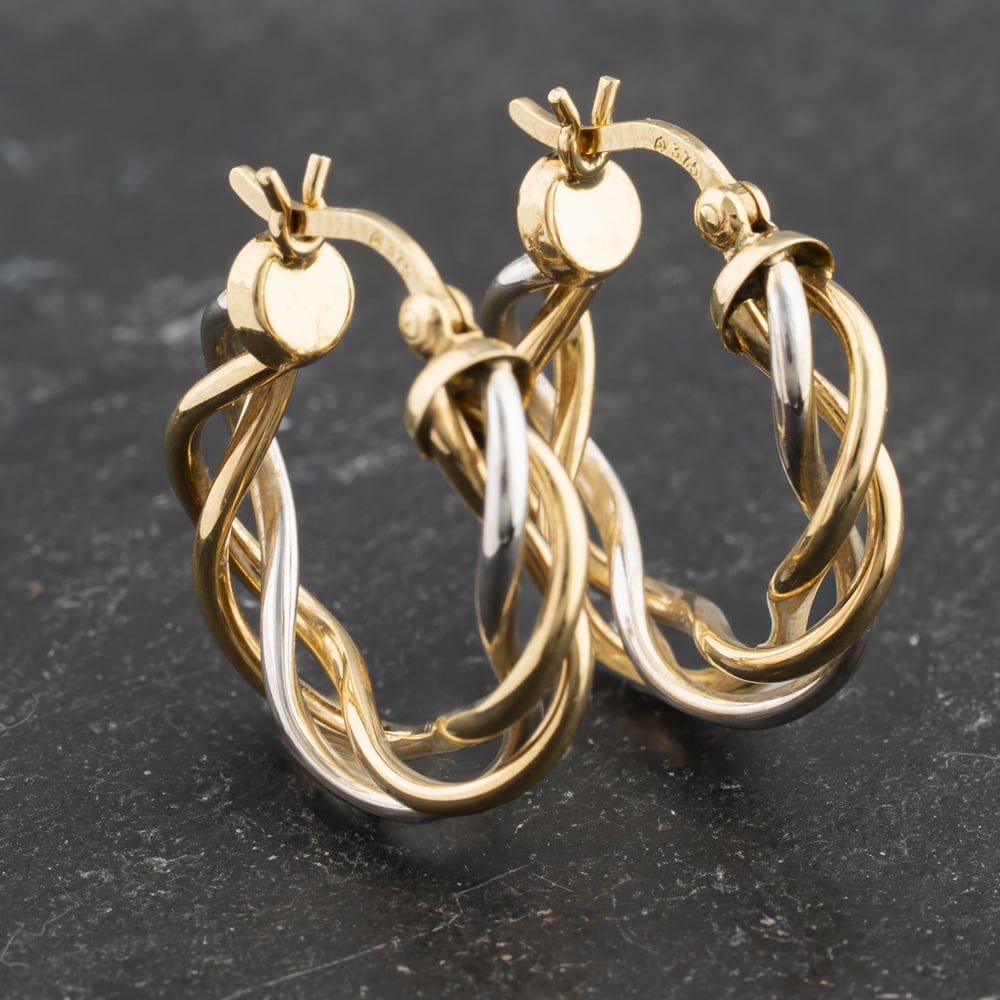 Click to view product details and reviews for Pre Owned Two Colour Gold 195mm Open Crossover Hoop Earrings 41173475.