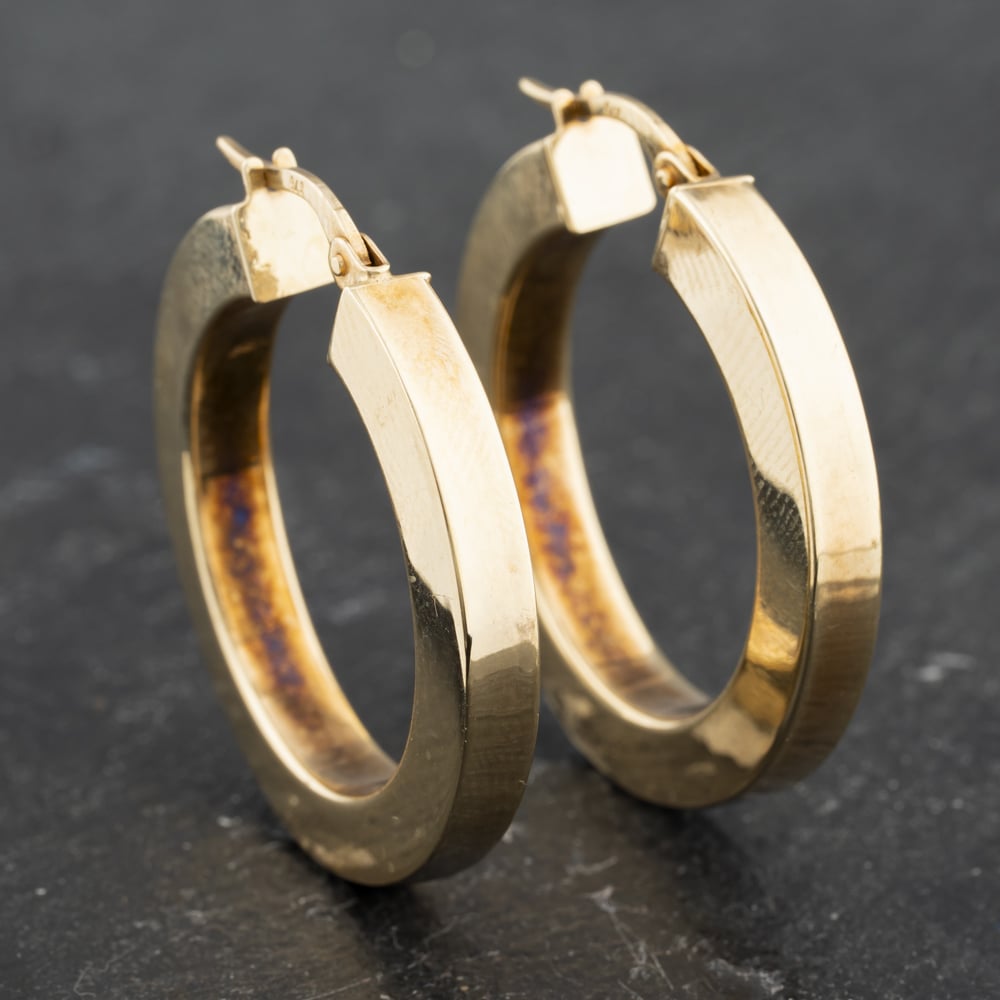 Click to view product details and reviews for Pre Owned 9ct Yellow Gold 30mm Plain Hoop Earrings 41173476.