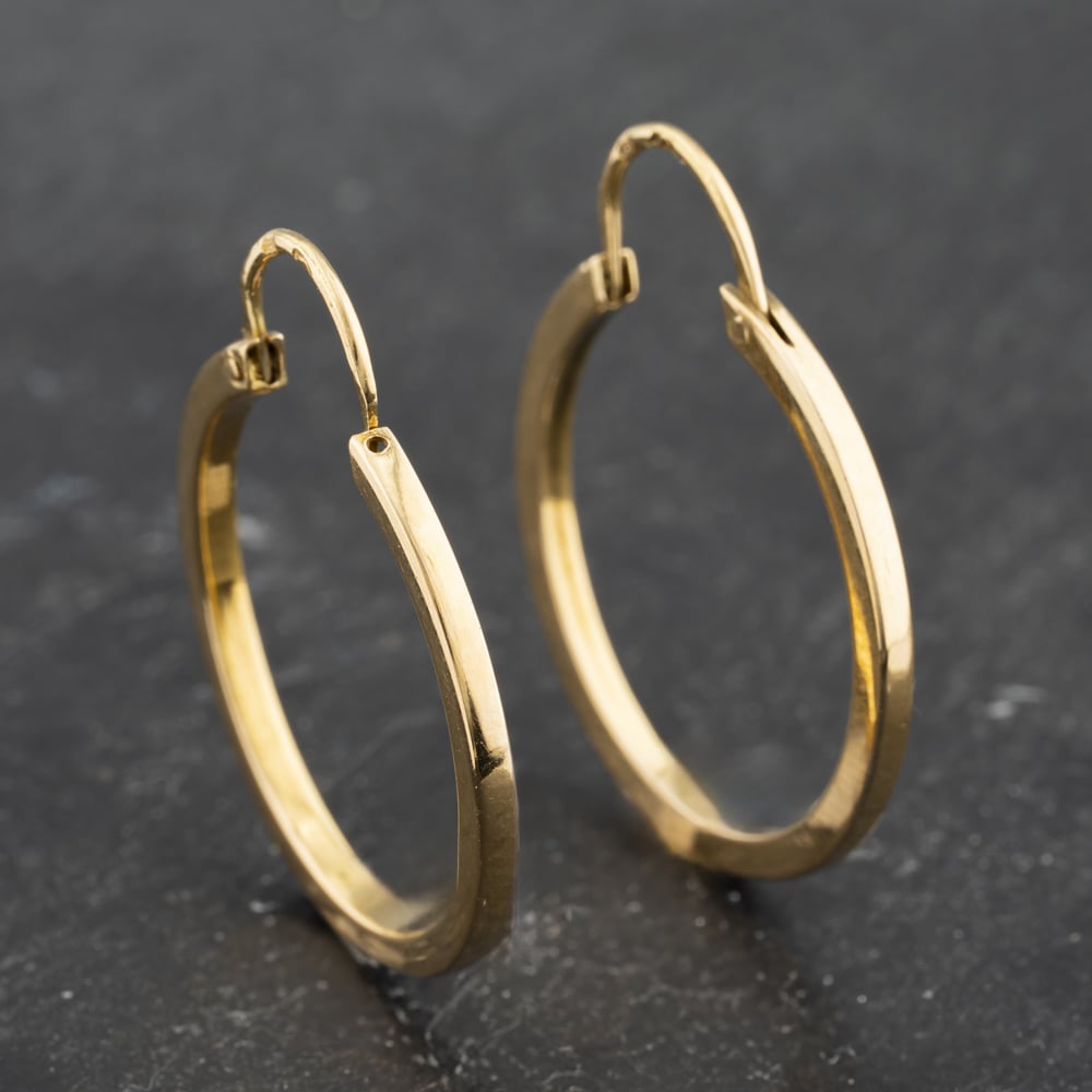 Click to view product details and reviews for Pre Owned Yellow Gold 30mm Plain Hoop Earrings 41173506.
