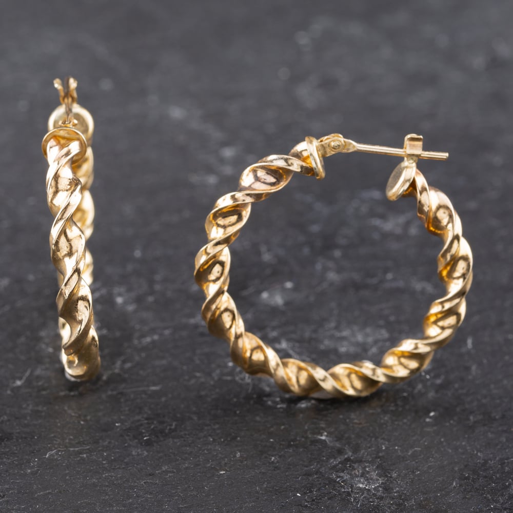 Pre-Owned Yellow Gold 27mm Spiral Hoop Earrings 41173582