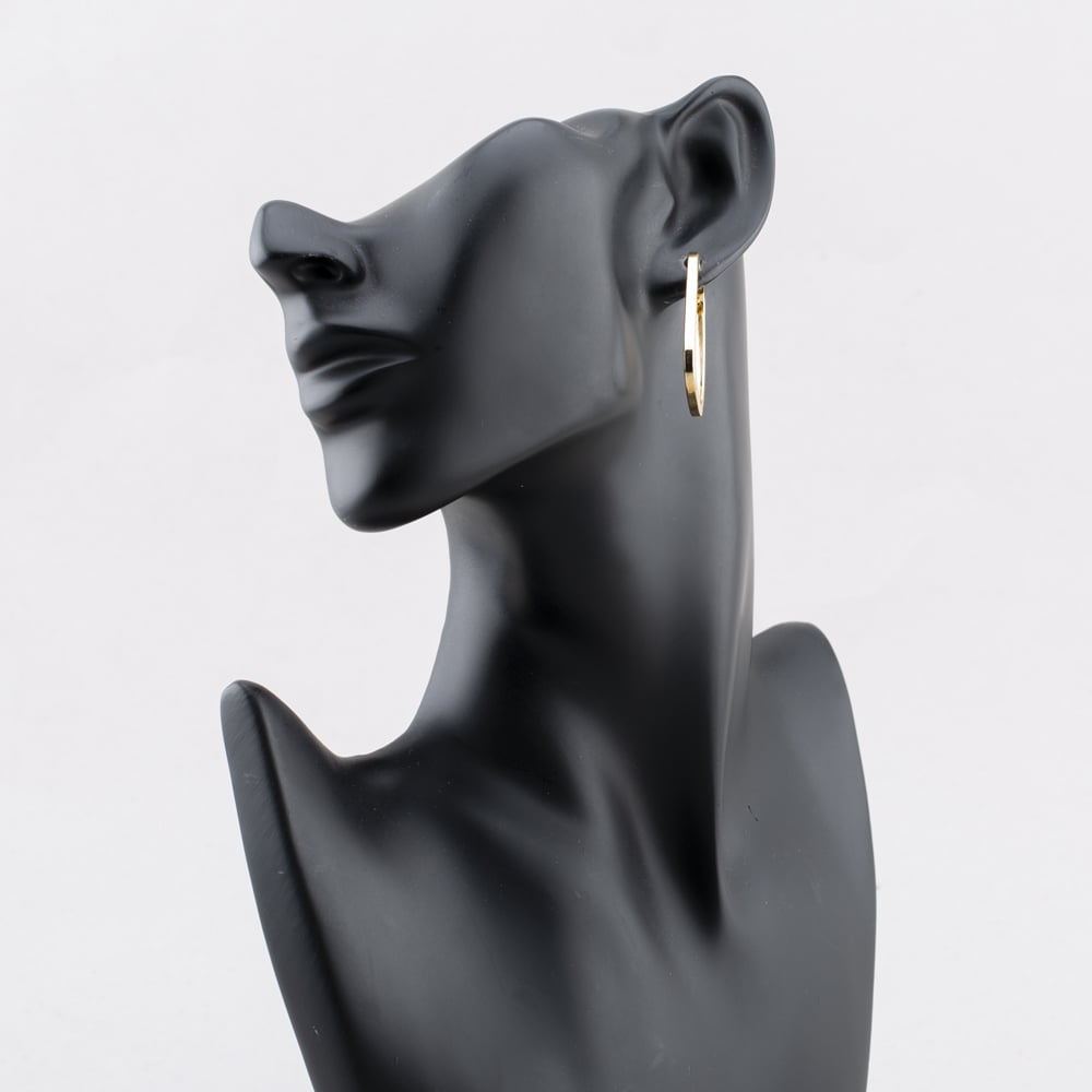 Pre-Owned 9ct Yellow Gold 38mm Oblong Plain Hoop Earrings 41173593