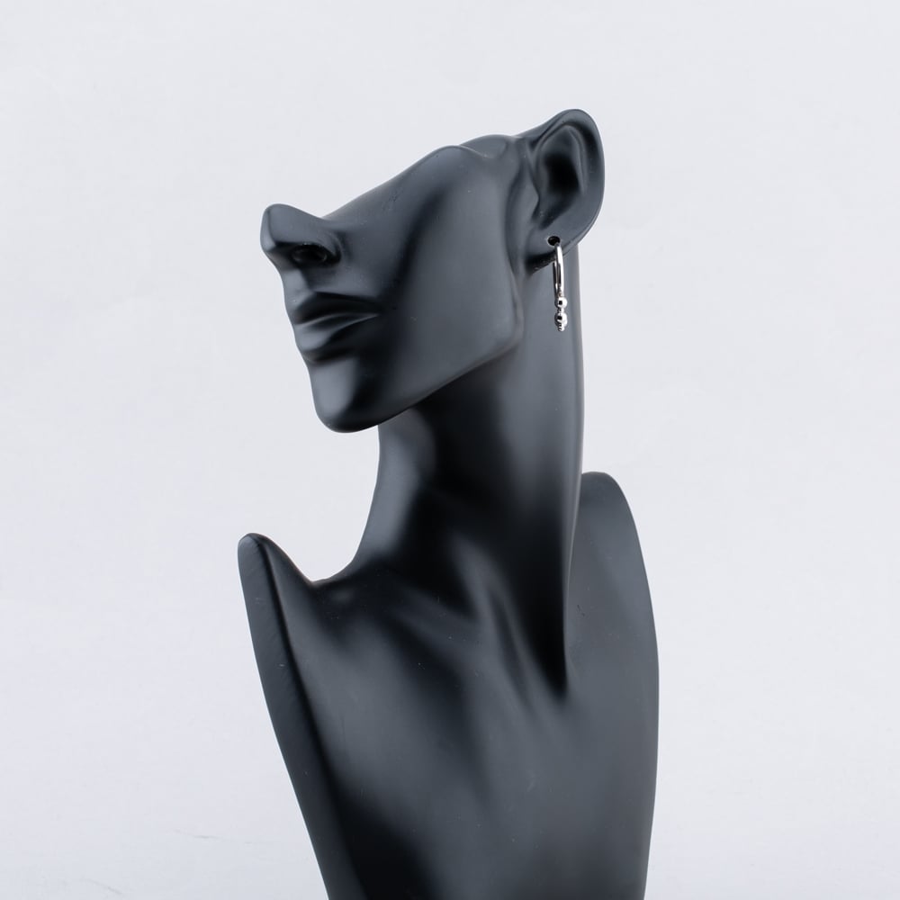 Pre-Owned 9ct White Gold 61.5mm Tassel Bead Hoop Earrings 41173633