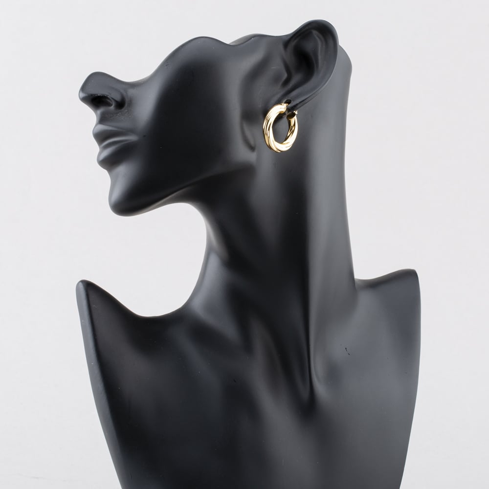 Pre-Owned 9ct Yellow Gold 25mm Twisted Hoop Earrings 41173791