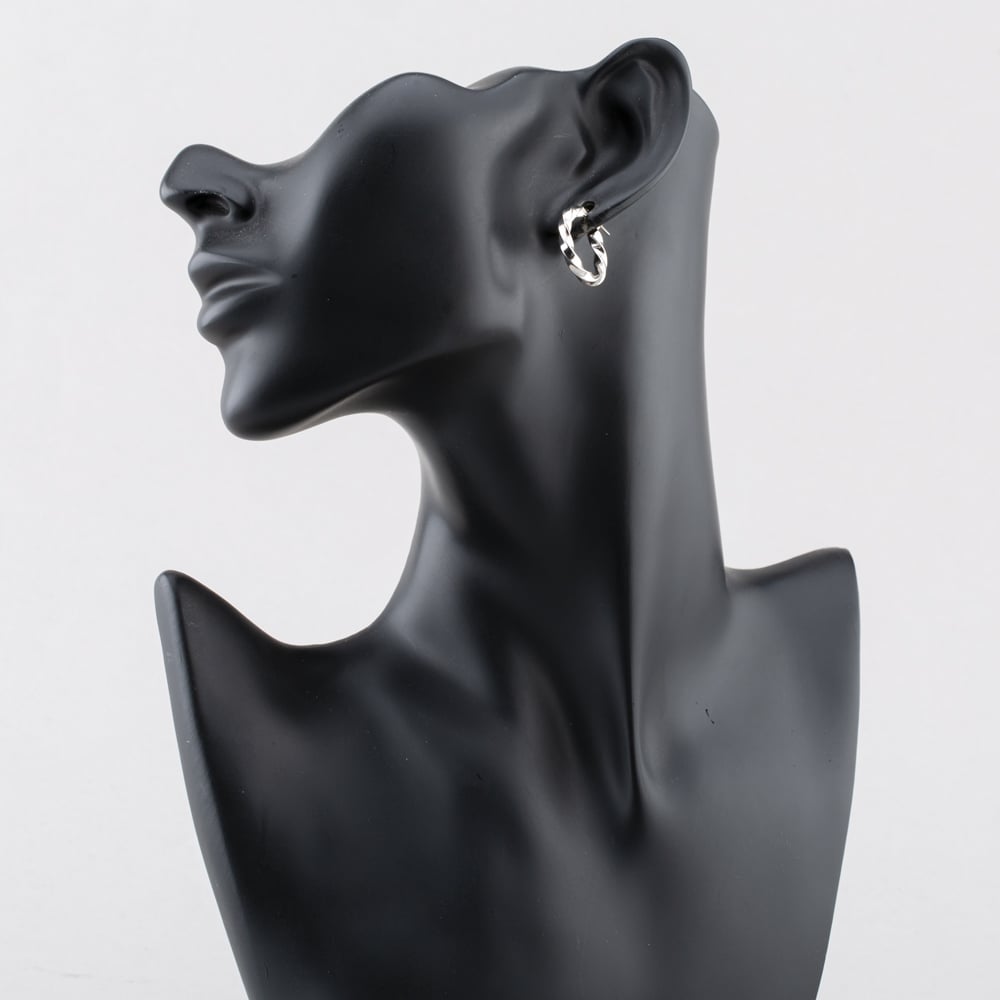 Pre-Owned 9ct White Gold 20mm Twisted Hoop Earrings 41173795