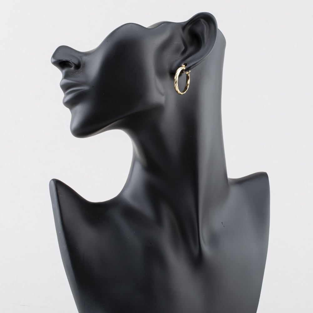 Pre-Owned 9ct Yellow Gold 22mm Twisted Hoop Earrings 41173798