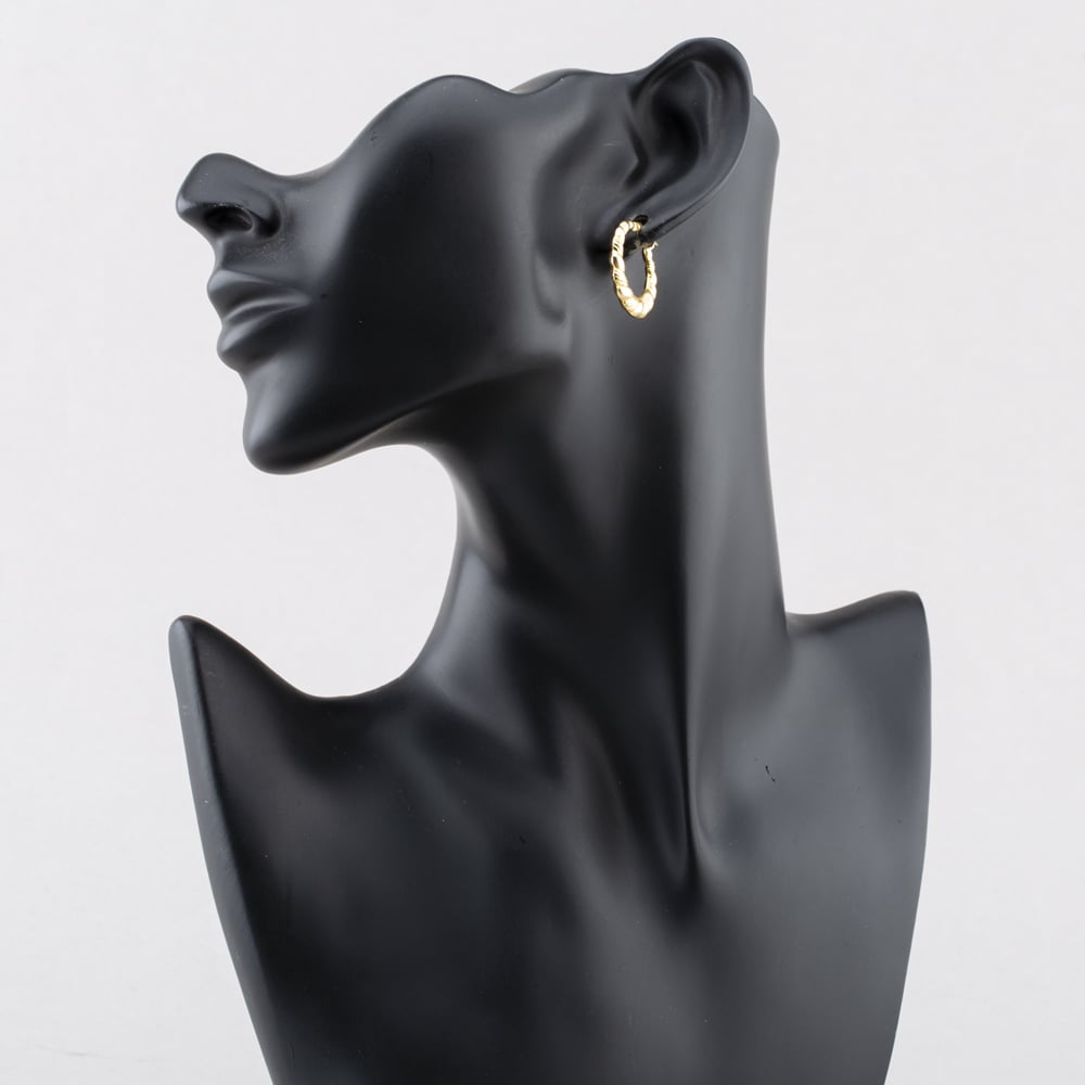 Pre-Owned 9ct Yellow Gold 23mm Patterned Creole Earrings 41173822
