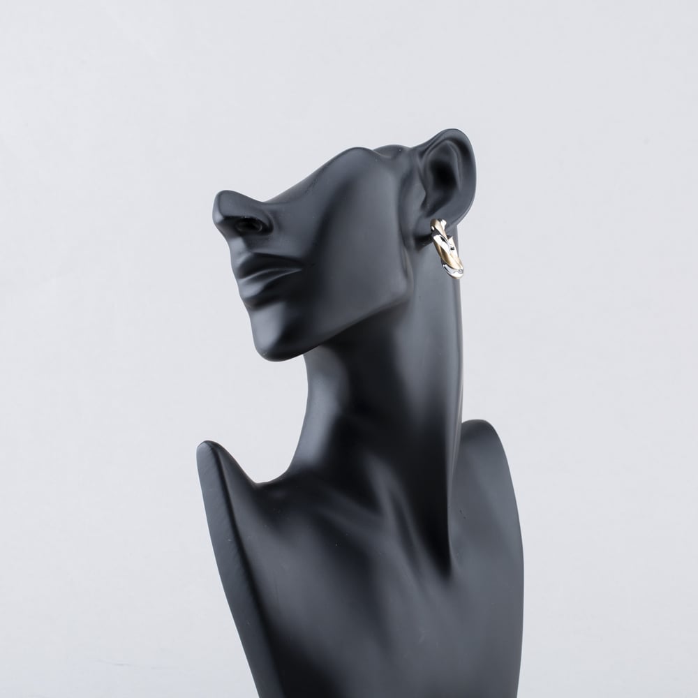 Pre-Owned 9ct Two Colour Gold 28mm Twist Hoop Earrings 41173842