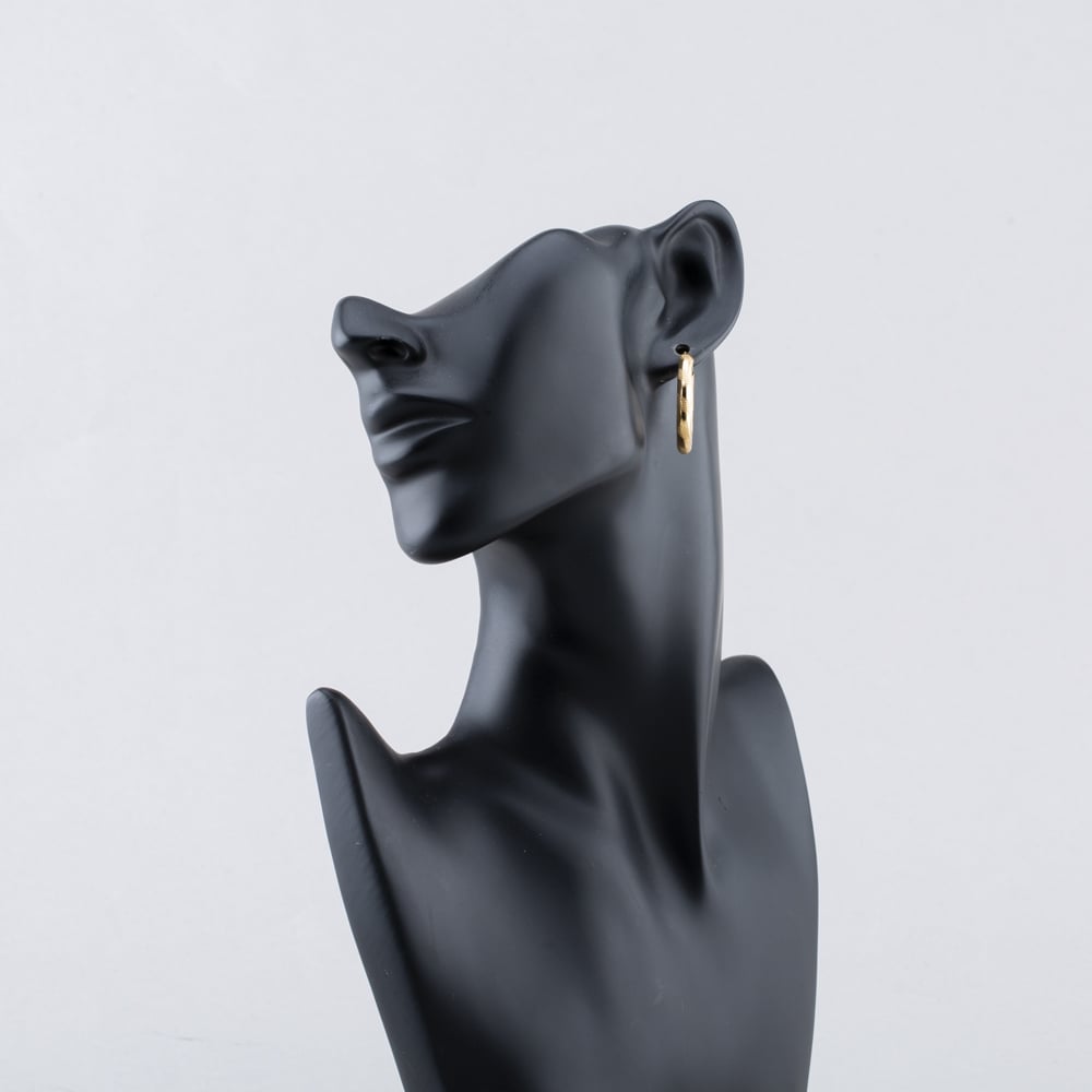 Pre-Owned 9ct Yellow Gold 28mm Patterned Hoop Earrings 41173848