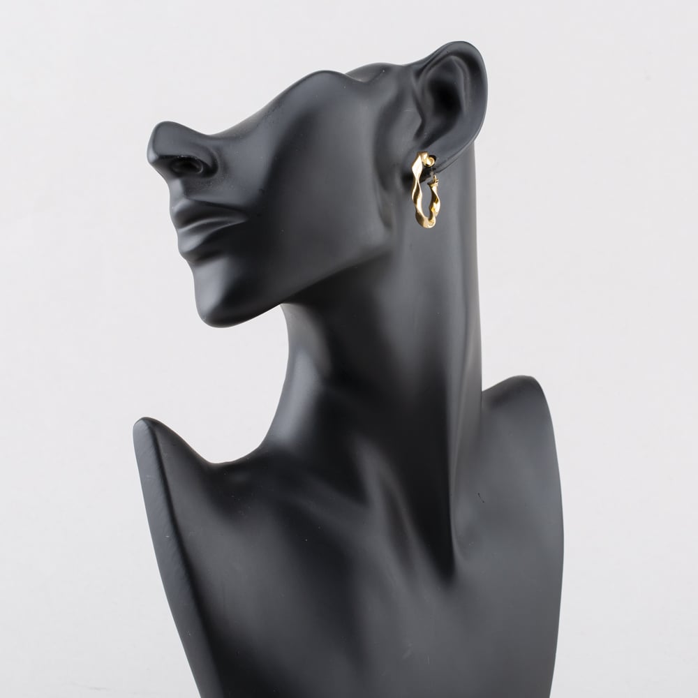 Pre-Owned 9ct Yellow Gold 28.2mm Twisted Hoop Earrings 41173873