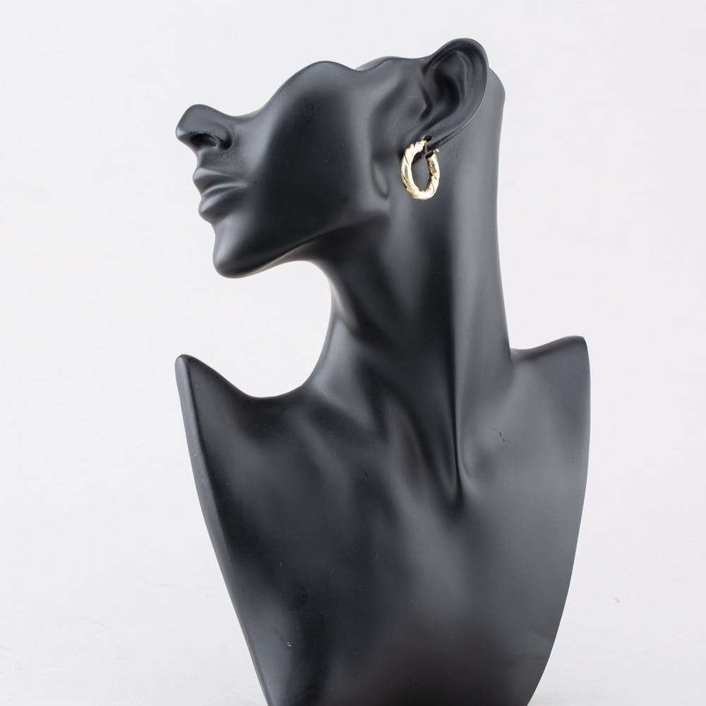Pre-Owned 9ct Two Colour Gold 25mm Hoop Earrings 41173957