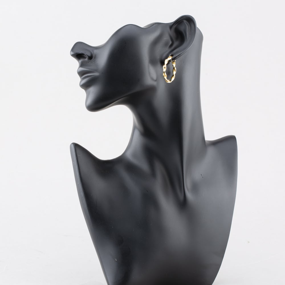 Pre-Owned 9ct Yellow Gold 25mm Twist Hoop Earrings 41173960