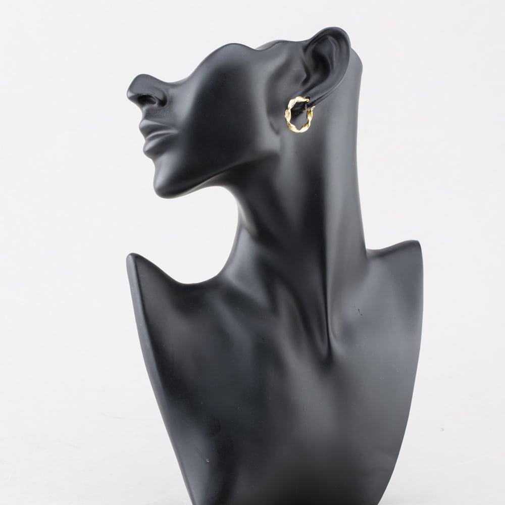 Pre-Owned 9ct Yellow Gold 19.5mm Twist Hoop Earrings 41173962
