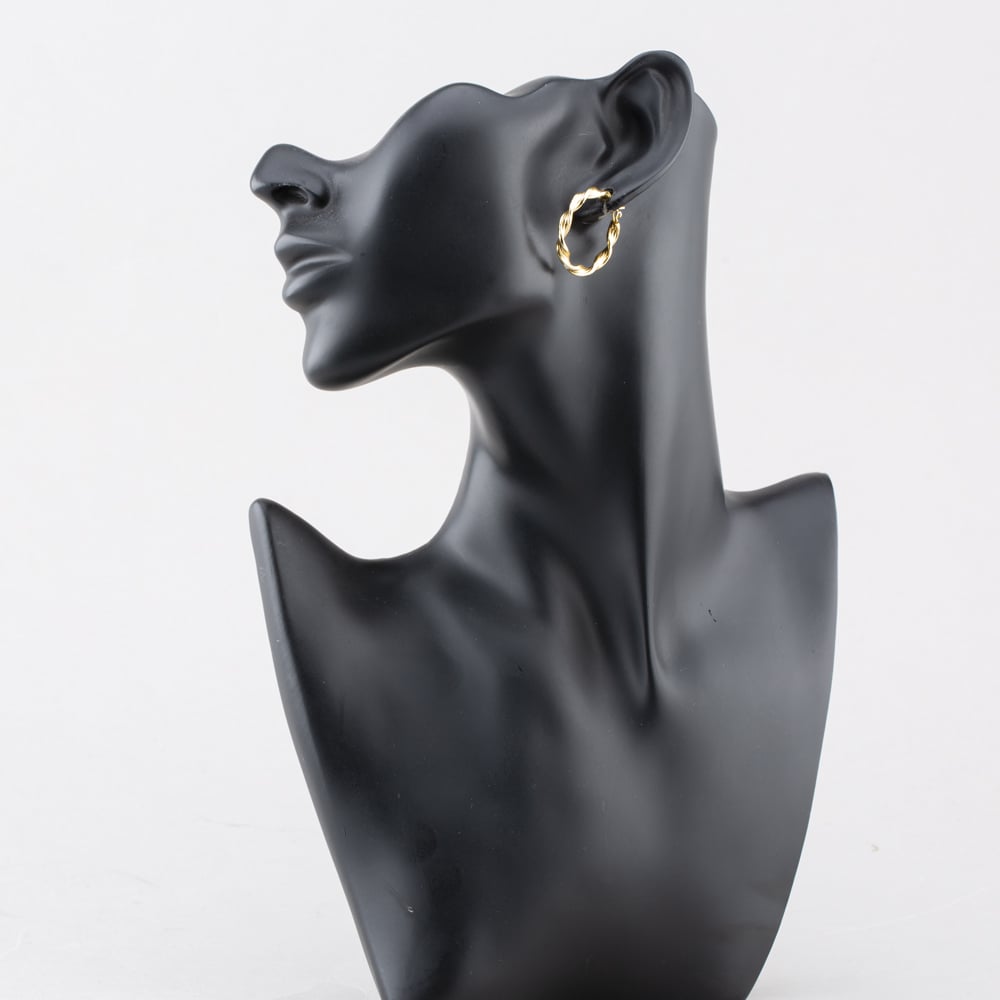 Pre-Owned 9ct Yellow Gold 24mm Twist Hoop Earrings 41173963