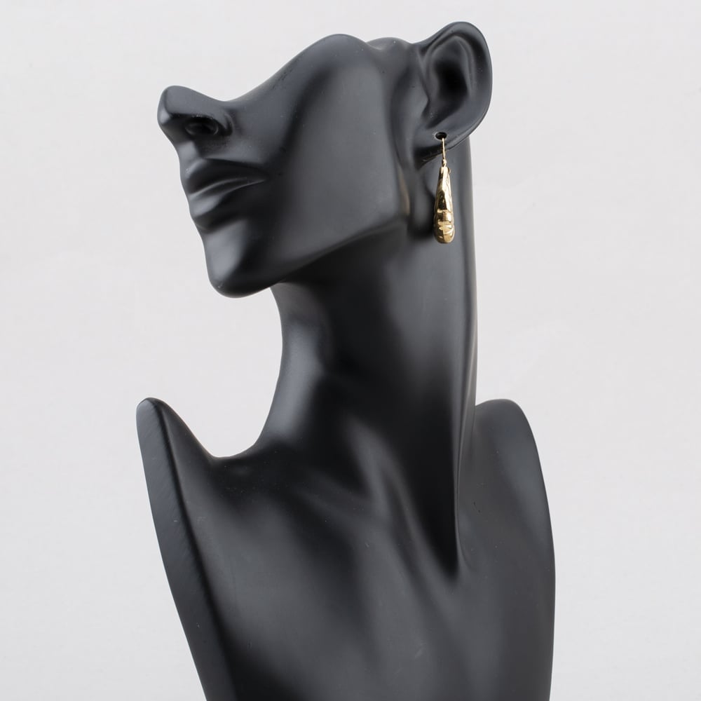 Pre-Owned Vintage Yellow Gold 34mm Embossed Creole Earrings 41174016
